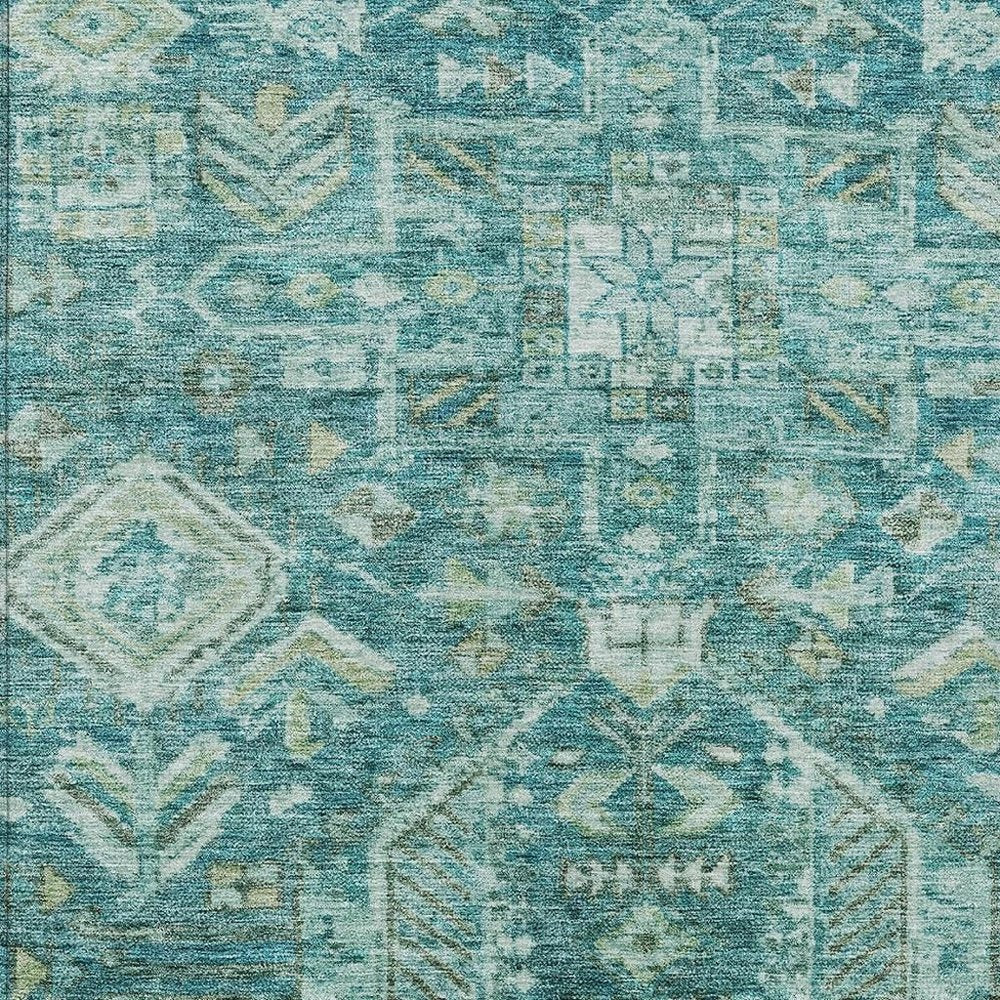 8' X 10' Turquoise And Teal Blue Medallion Washable Indoor Outdoor Area Rug HomeRoots