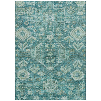 9' X 12' Turquoise And Teal Blue Medallion Washable Indoor Outdoor Area Rug HomeRoots