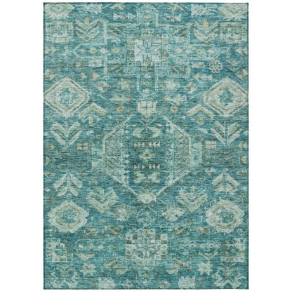 9' X 12' Turquoise And Teal Blue Medallion Washable Indoor Outdoor Area Rug HomeRoots