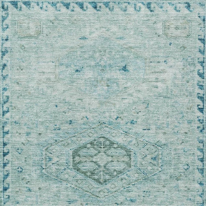 3' X 5' Aqua And Teal Blue Medallion Washable Indoor Outdoor Area Rug HomeRoots
