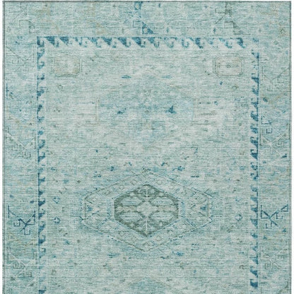 3' X 5' Aqua And Teal Blue Medallion Washable Indoor Outdoor Area Rug HomeRoots