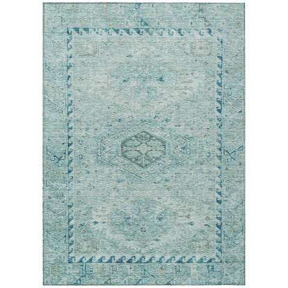 3' X 5' Aqua And Teal Blue Medallion Washable Indoor Outdoor Area Rug HomeRoots