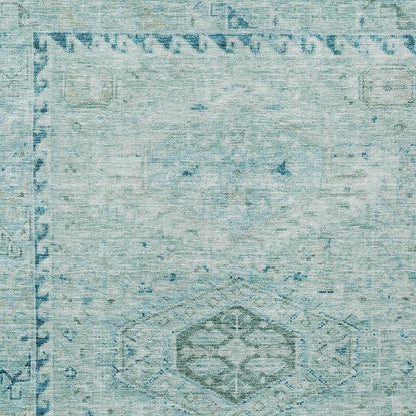8' X 10' Aqua And Teal Blue Medallion Washable Indoor Outdoor Area Rug HomeRoots