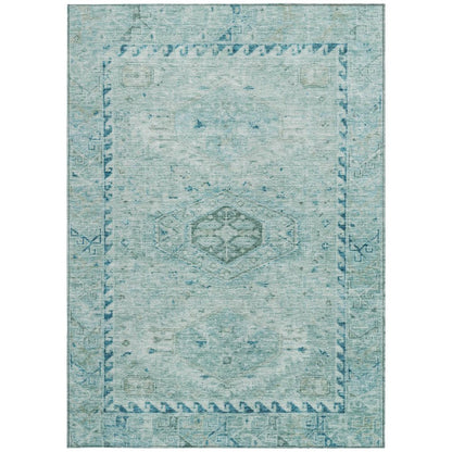 8' X 10' Aqua And Teal Blue Medallion Washable Indoor Outdoor Area Rug HomeRoots