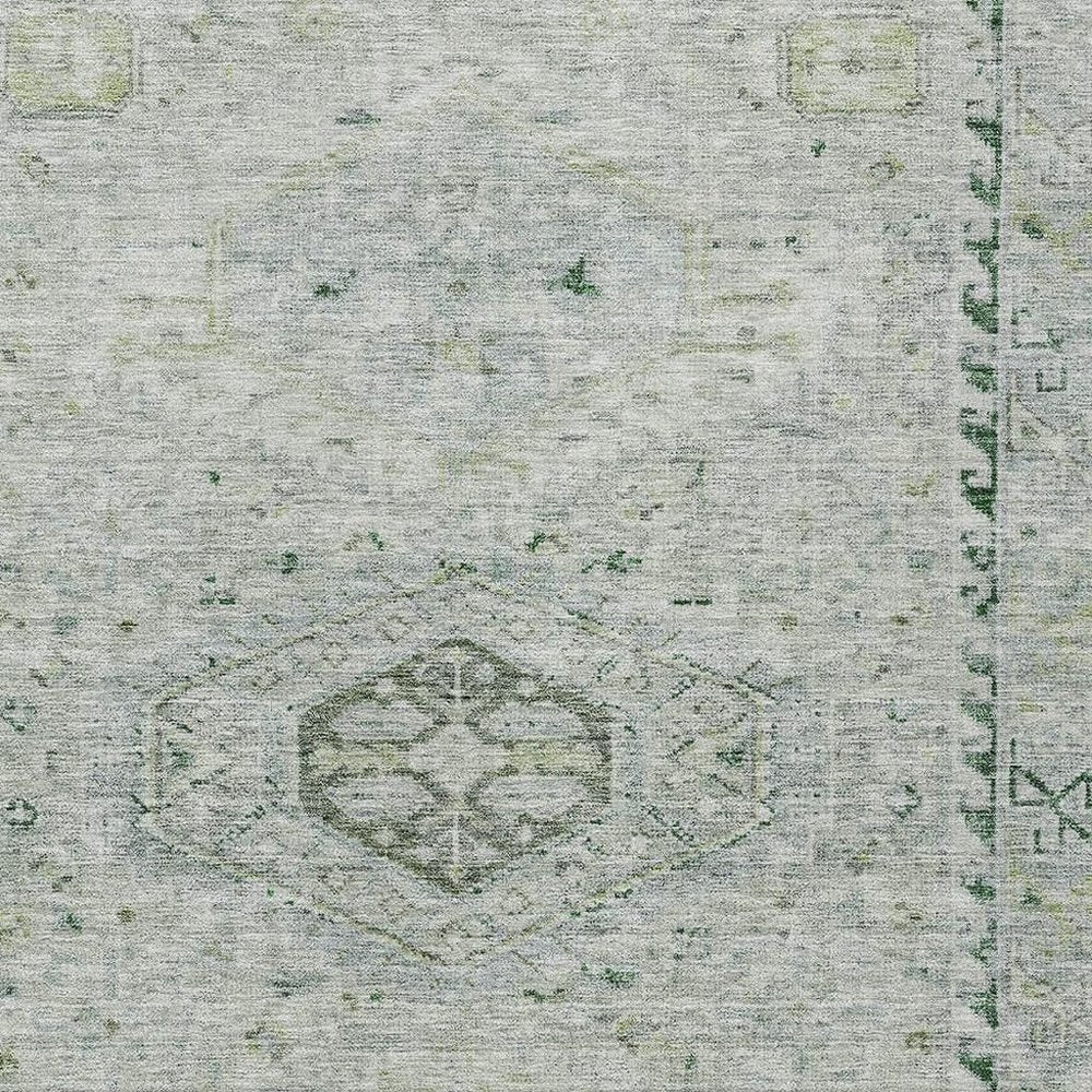 10' X 14' Lime Green And Beige Medallion Washable Indoor Outdoor Area Rug — view 5