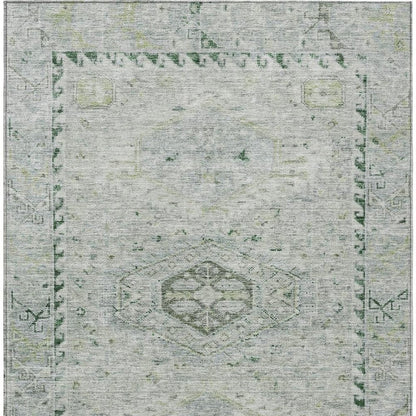 10' X 14' Lime Green And Beige Medallion Washable Indoor Outdoor Area Rug HomeRoots