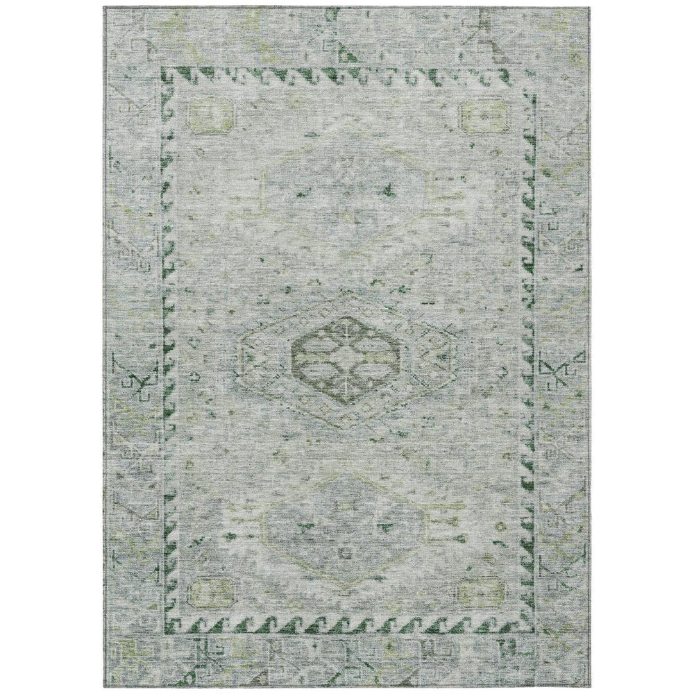 10' X 14' Lime Green And Beige Medallion Washable Indoor Outdoor Area Rug HomeRoots