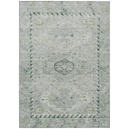 10' X 14' Lime Green And Beige Medallion Washable Indoor Outdoor Area Rug HomeRoots