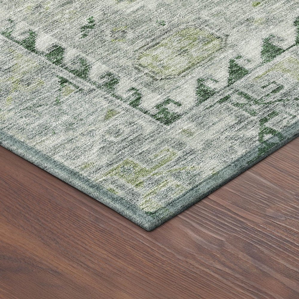 10' X 14' Lime Green And Beige Medallion Washable Indoor Outdoor Area Rug — view 3