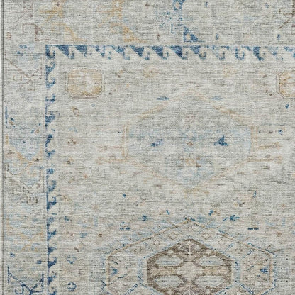 10' X 14' Linen And Blue Medallion Washable Indoor Outdoor Area Rug HomeRoots