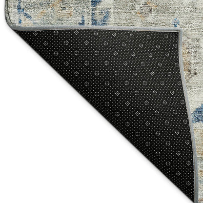 10' X 14' Linen And Blue Medallion Washable Indoor Outdoor Area Rug HomeRoots