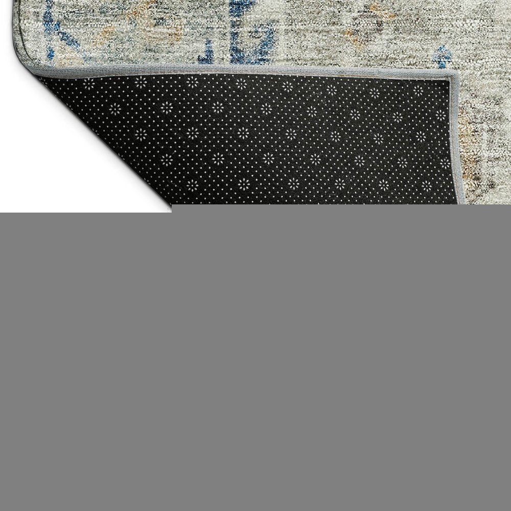 10' X 14' Linen And Blue Medallion Washable Indoor Outdoor Area Rug HomeRoots