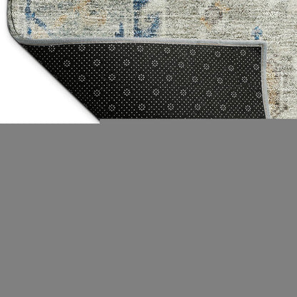 10' X 14' Linen And Blue Medallion Washable Indoor Outdoor Area Rug HomeRoots