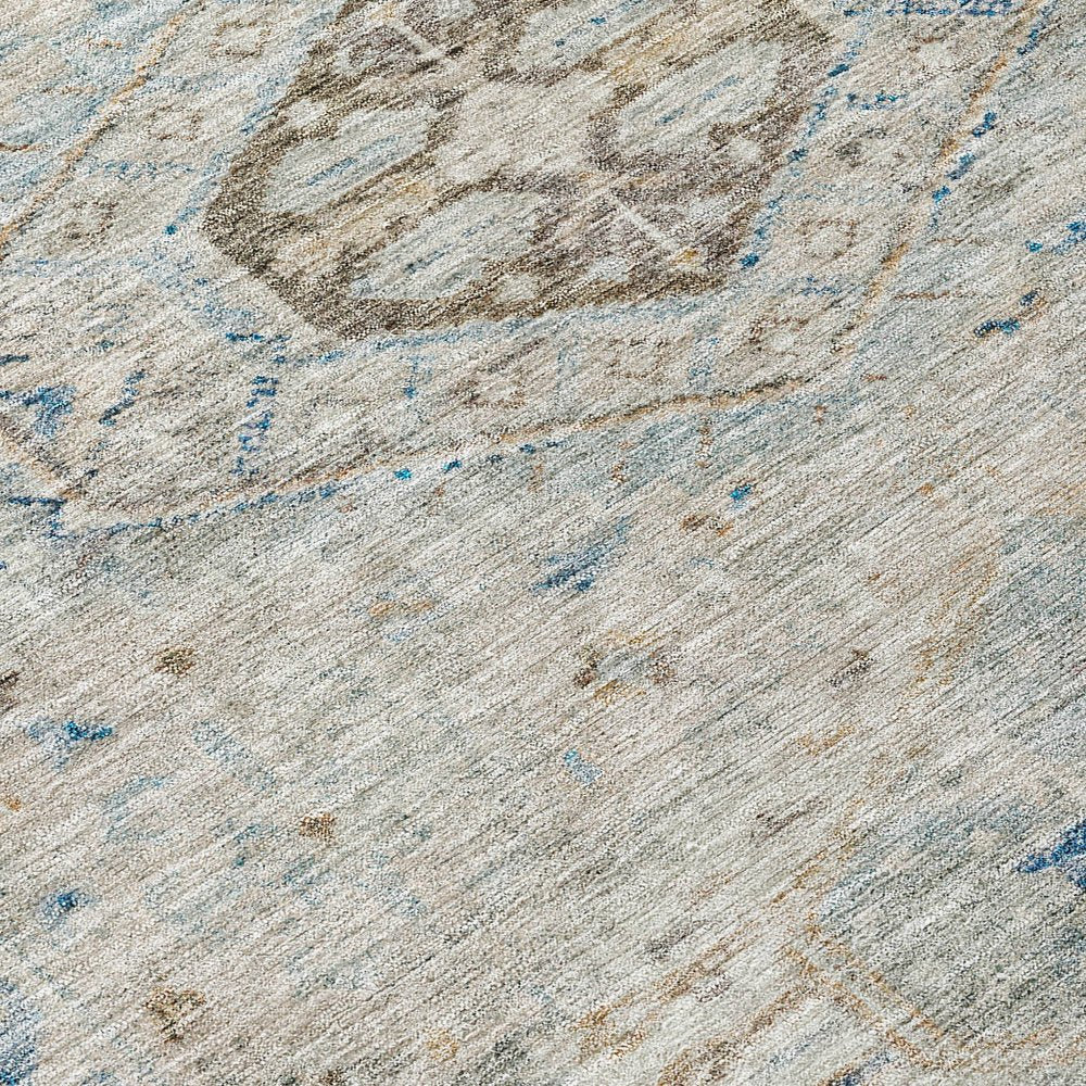 10' X 14' Linen And Blue Medallion Washable Indoor Outdoor Area Rug — view 14