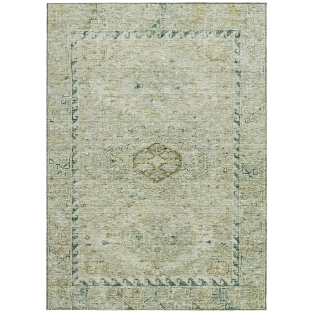 3' X 5' Sage And Gold Medallion Washable Indoor Outdoor Area Rug HomeRoots