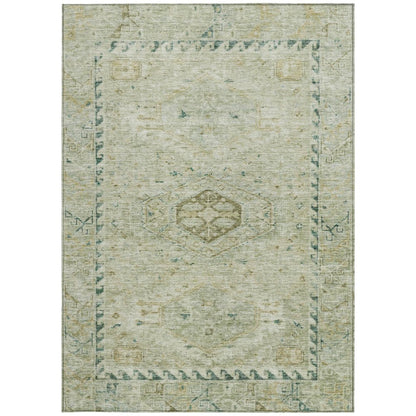 3' X 5' Sage And Gold Medallion Washable Indoor Outdoor Area Rug HomeRoots