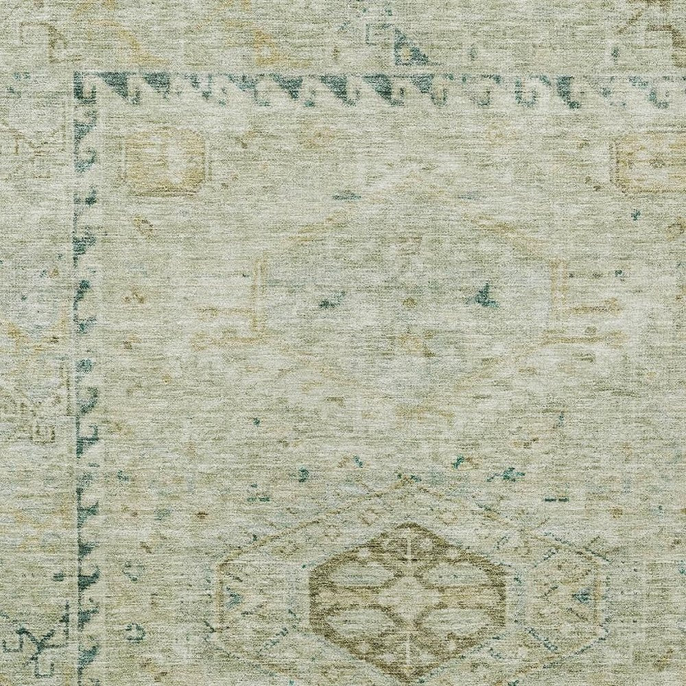 5' X 8' Sage And Gold Medallion Washable Indoor Outdoor Area Rug HomeRoots