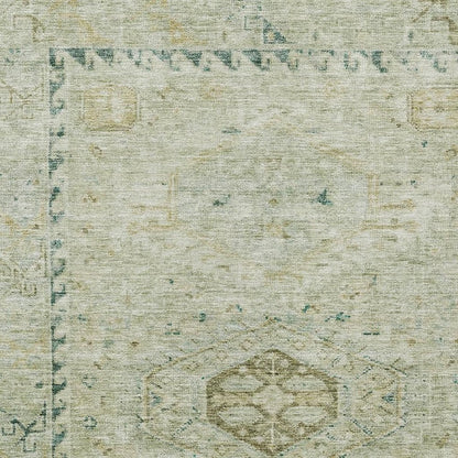 5' X 8' Sage And Gold Medallion Washable Indoor Outdoor Area Rug HomeRoots
