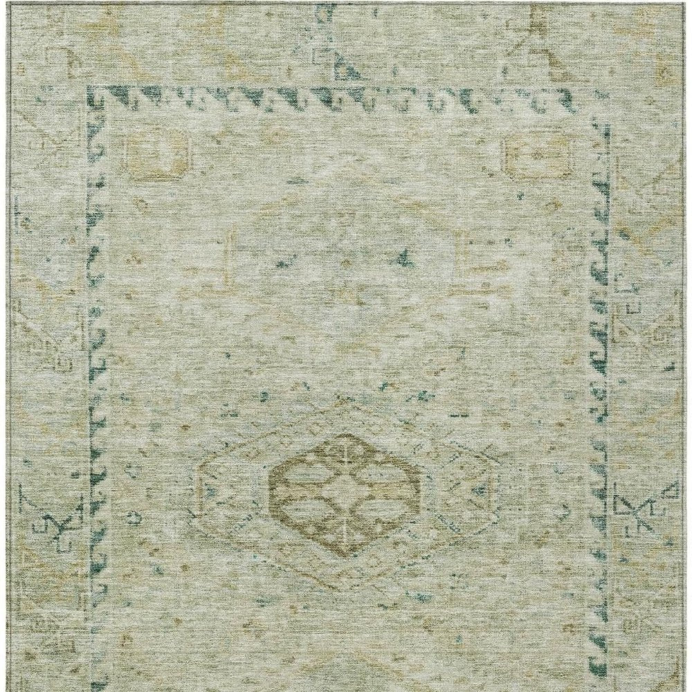 8' X 10' Sage And Gold Medallion Washable Indoor Outdoor Area Rug — view 6