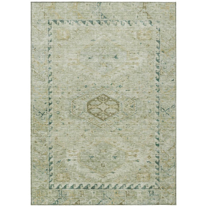 8' X 10' Sage And Gold Medallion Washable Indoor Outdoor Area Rug HomeRoots