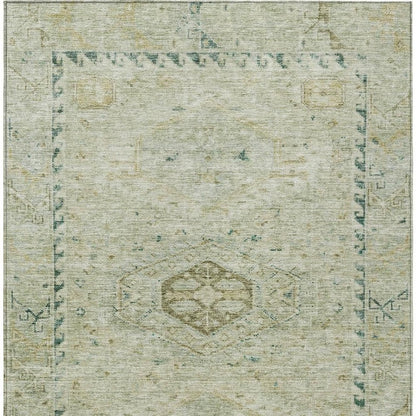 9' X 12' Sage And Gold Medallion Washable Indoor Outdoor Area Rug HomeRoots