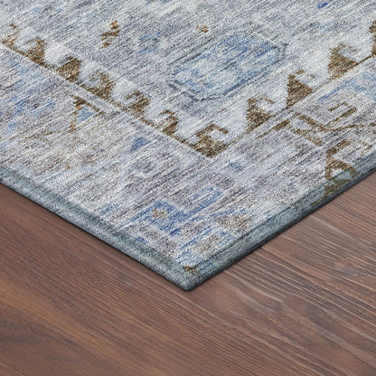 3' X 5' Sky Blue And Brown Medallion Washable Indoor Outdoor Area Rug HomeRoots