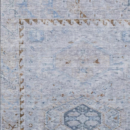 9' X 12' Sky Blue And Brown Medallion Washable Indoor Outdoor Area Rug HomeRoots