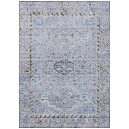 9' X 12' Sky Blue And Brown Medallion Washable Indoor Outdoor Area Rug HomeRoots
