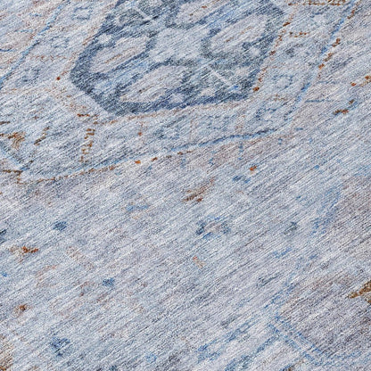 10' X 14' Sky Blue And Brown Medallion Washable Indoor Outdoor Area Rug HomeRoots