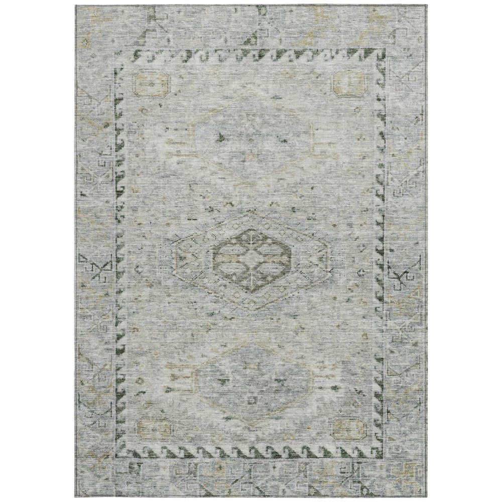 9' X 12' Taupe And Beige Medallion Washable Indoor Outdoor Area Rug — view 5