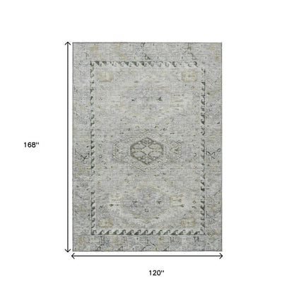 10' X 14' Taupe And Beige Medallion Washable Indoor Outdoor Area Rug HomeRoots
