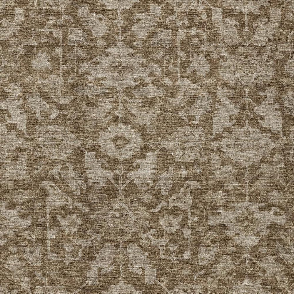 5' X 8' Brown And Beige Floral Washable Indoor Outdoor Area Rug — view 5