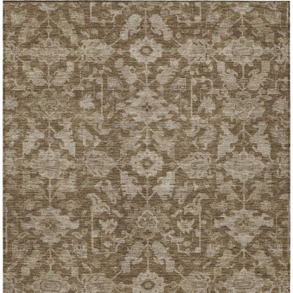 5' X 8' Brown And Beige Floral Washable Indoor Outdoor Area Rug HomeRoots