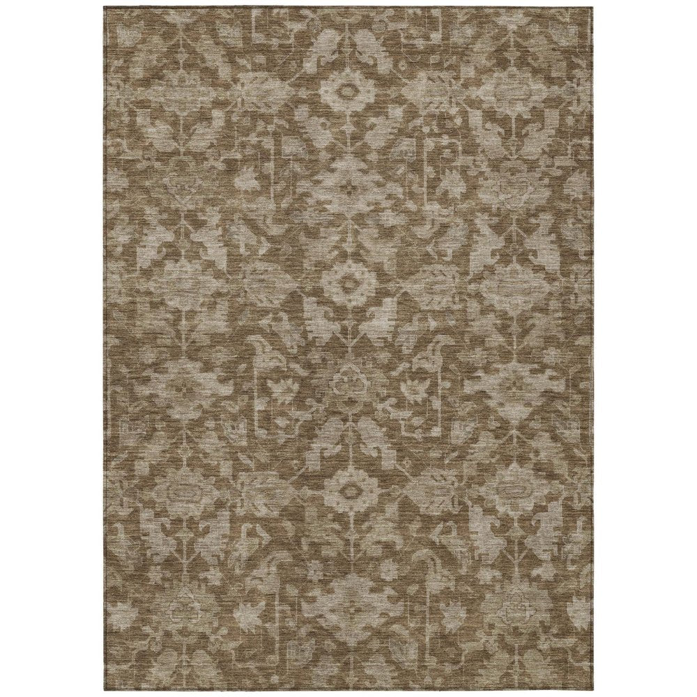 5' X 8' Brown And Beige Floral Washable Indoor Outdoor Area Rug HomeRoots