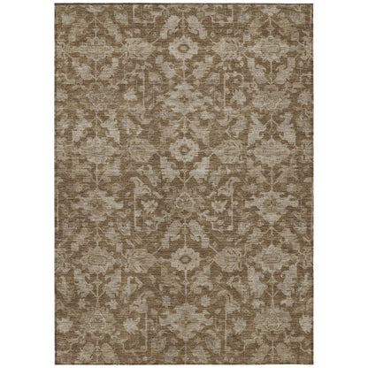5' X 8' Brown And Beige Floral Washable Indoor Outdoor Area Rug HomeRoots
