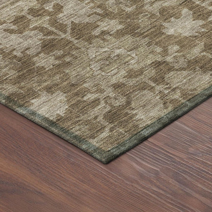 8' X 10' Brown And Beige Floral Washable Indoor Outdoor Area Rug HomeRoots