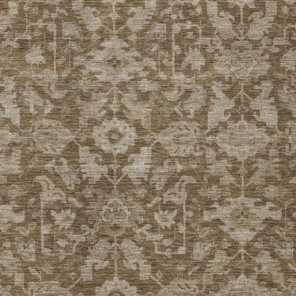 9' X 12' Brown And Beige Floral Washable Indoor Outdoor Area Rug HomeRoots