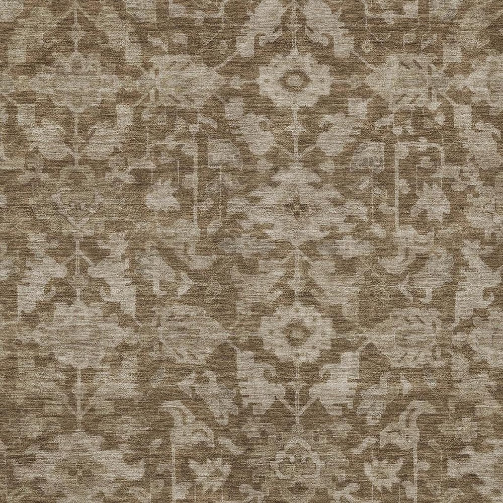 10' X 14' Brown And Beige Floral Washable Indoor Outdoor Area Rug HomeRoots