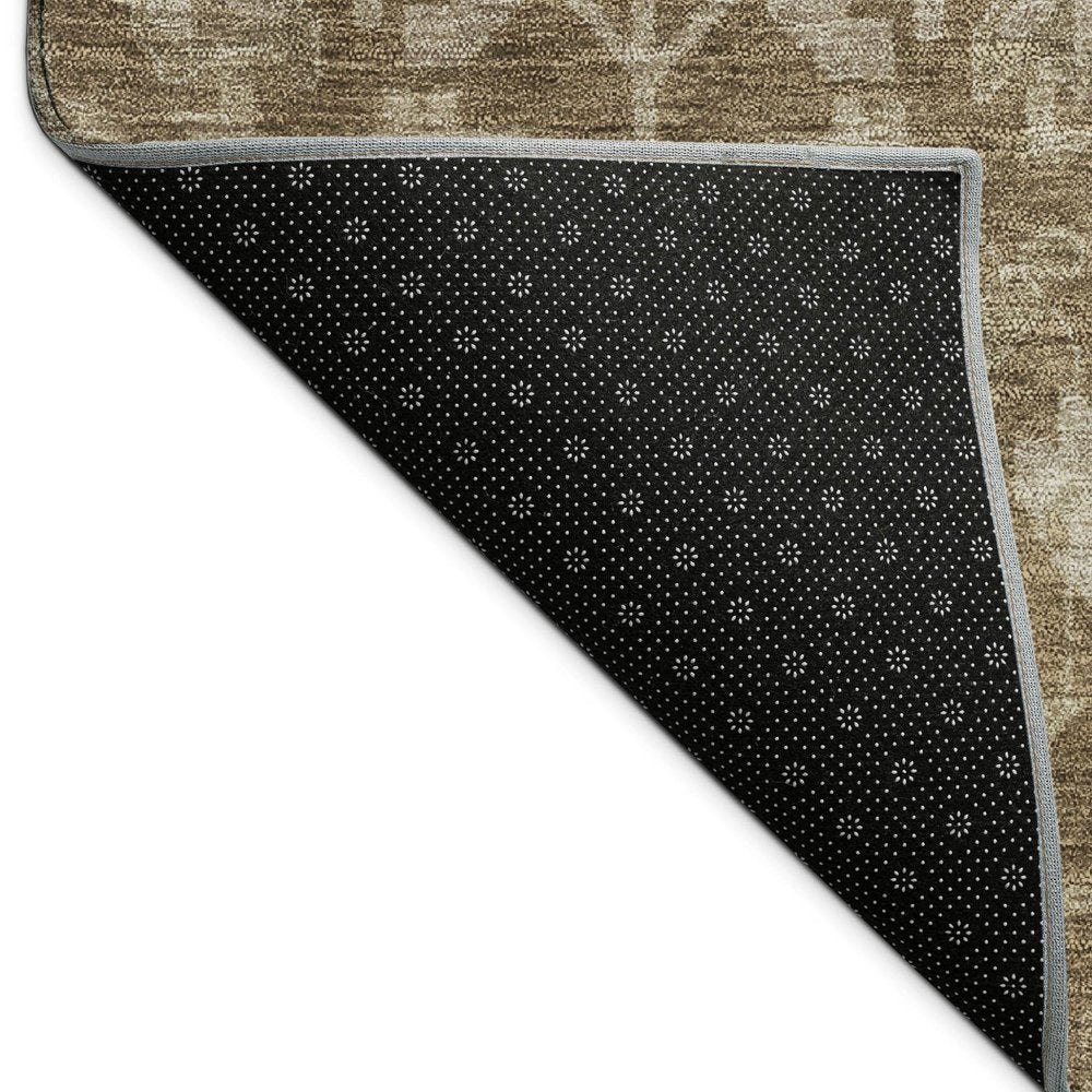 10' X 14' Brown And Beige Floral Washable Indoor Outdoor Area Rug — view 2
