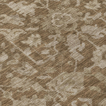 10' X 14' Brown And Beige Floral Washable Indoor Outdoor Area Rug HomeRoots