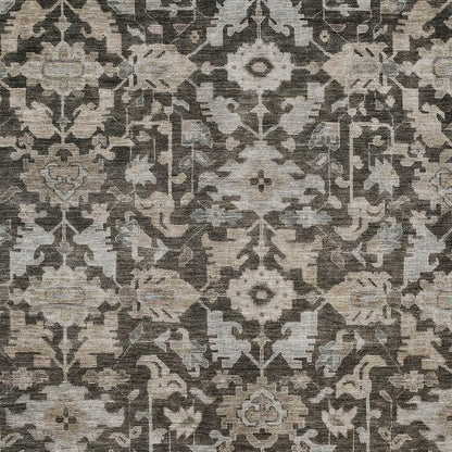5' X 8' Chocolate And Gray Floral Washable Indoor Outdoor Area Rug HomeRoots