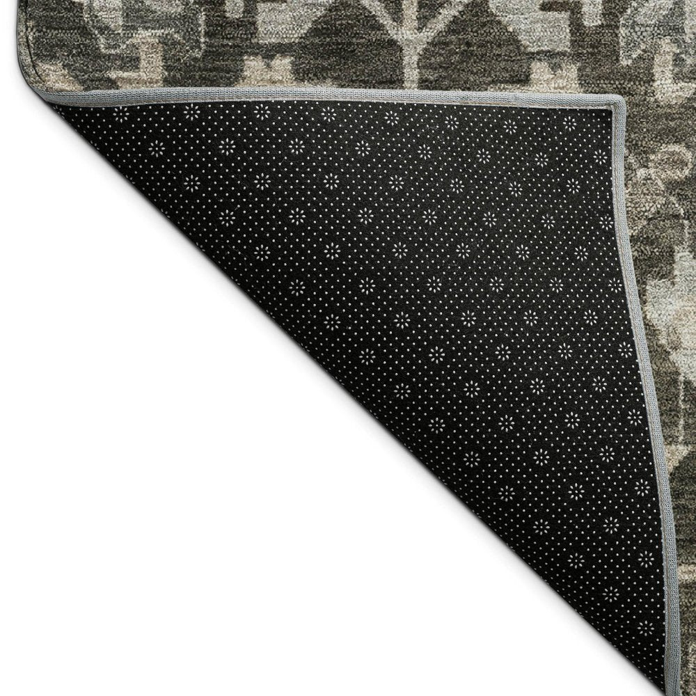 5' X 8' Chocolate And Gray Floral Washable Indoor Outdoor Area Rug HomeRoots