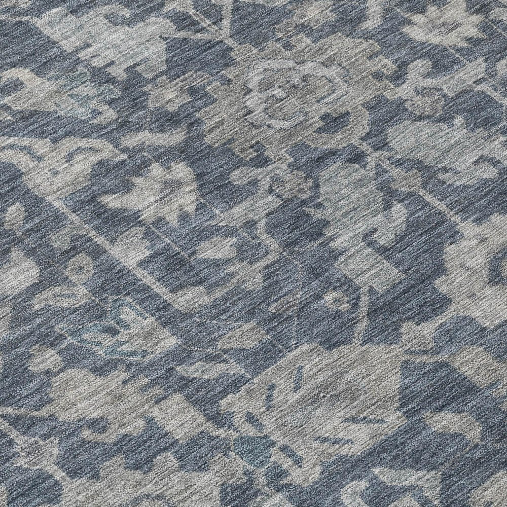 8' X 10' Denim Blue And Silver Floral Washable Indoor Outdoor Area Rug — view 4