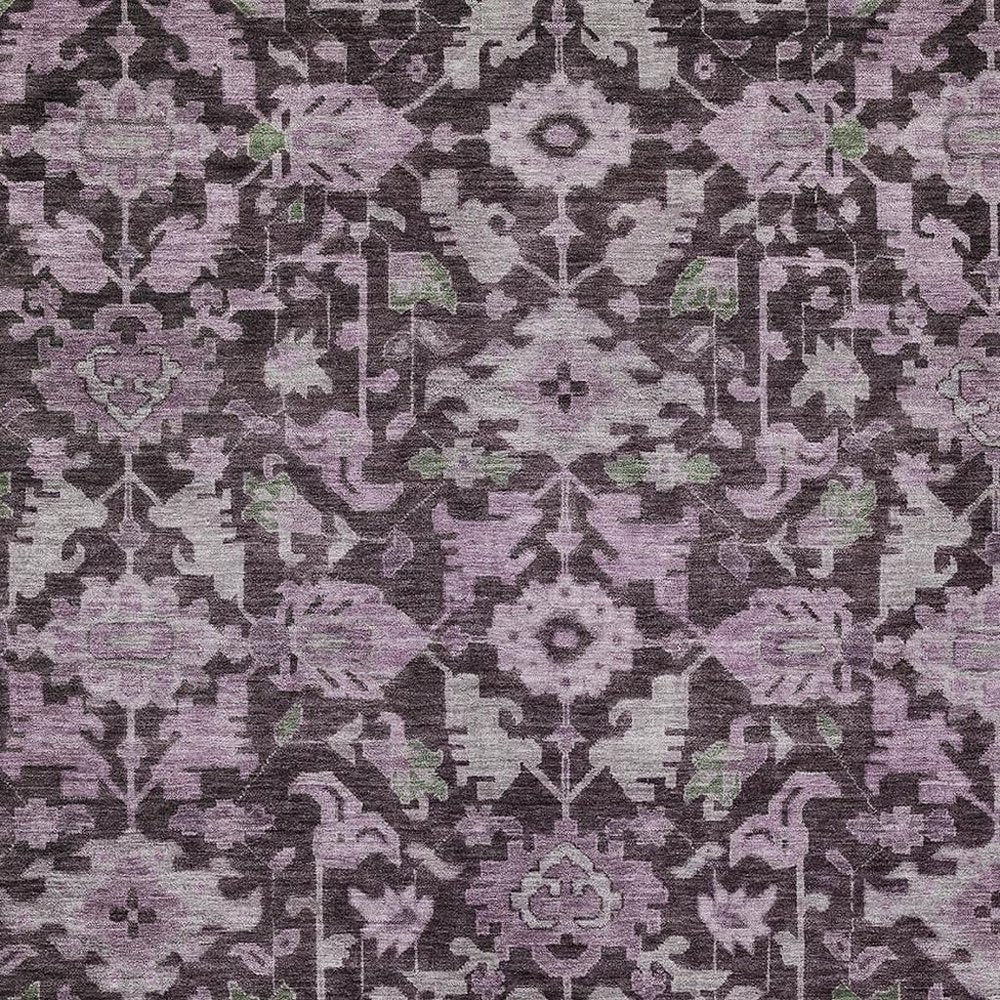 8' X 10' Eggplant And Gray Floral Washable Indoor Outdoor Area Rug — view 5