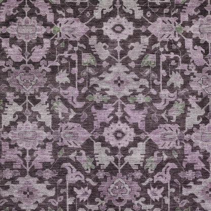 8' X 10' Eggplant And Gray Floral Washable Indoor Outdoor Area Rug HomeRoots