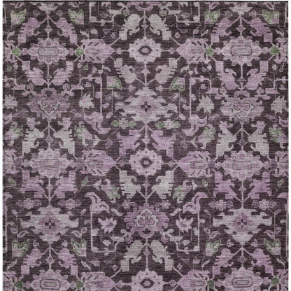 8' X 10' Eggplant And Gray Floral Washable Indoor Outdoor Area Rug HomeRoots