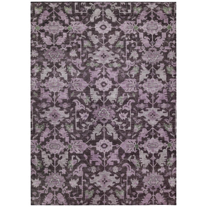 8' X 10' Eggplant And Gray Floral Washable Indoor Outdoor Area Rug HomeRoots