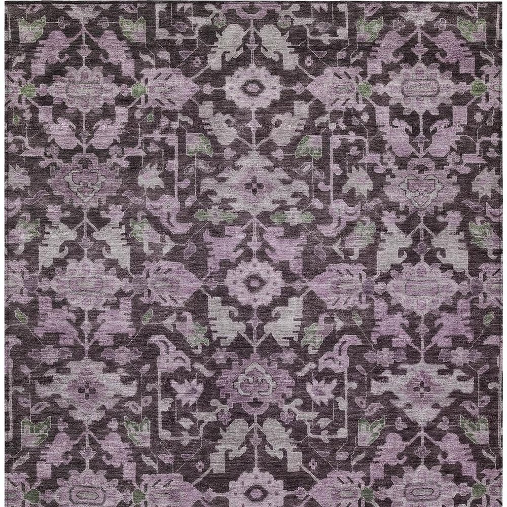 10' X 14' Eggplant And Gray Floral Washable Indoor Outdoor Area Rug — view 6