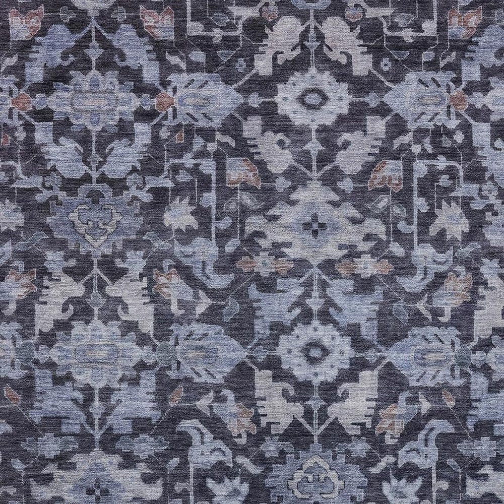 5' X 8' Navy Blue And Plum Floral Washable Indoor Outdoor Area Rug HomeRoots