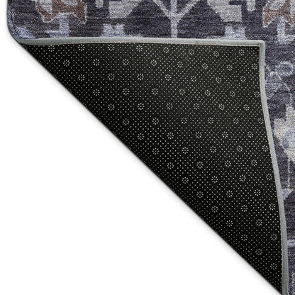 5' X 8' Navy Blue And Plum Floral Washable Indoor Outdoor Area Rug HomeRoots